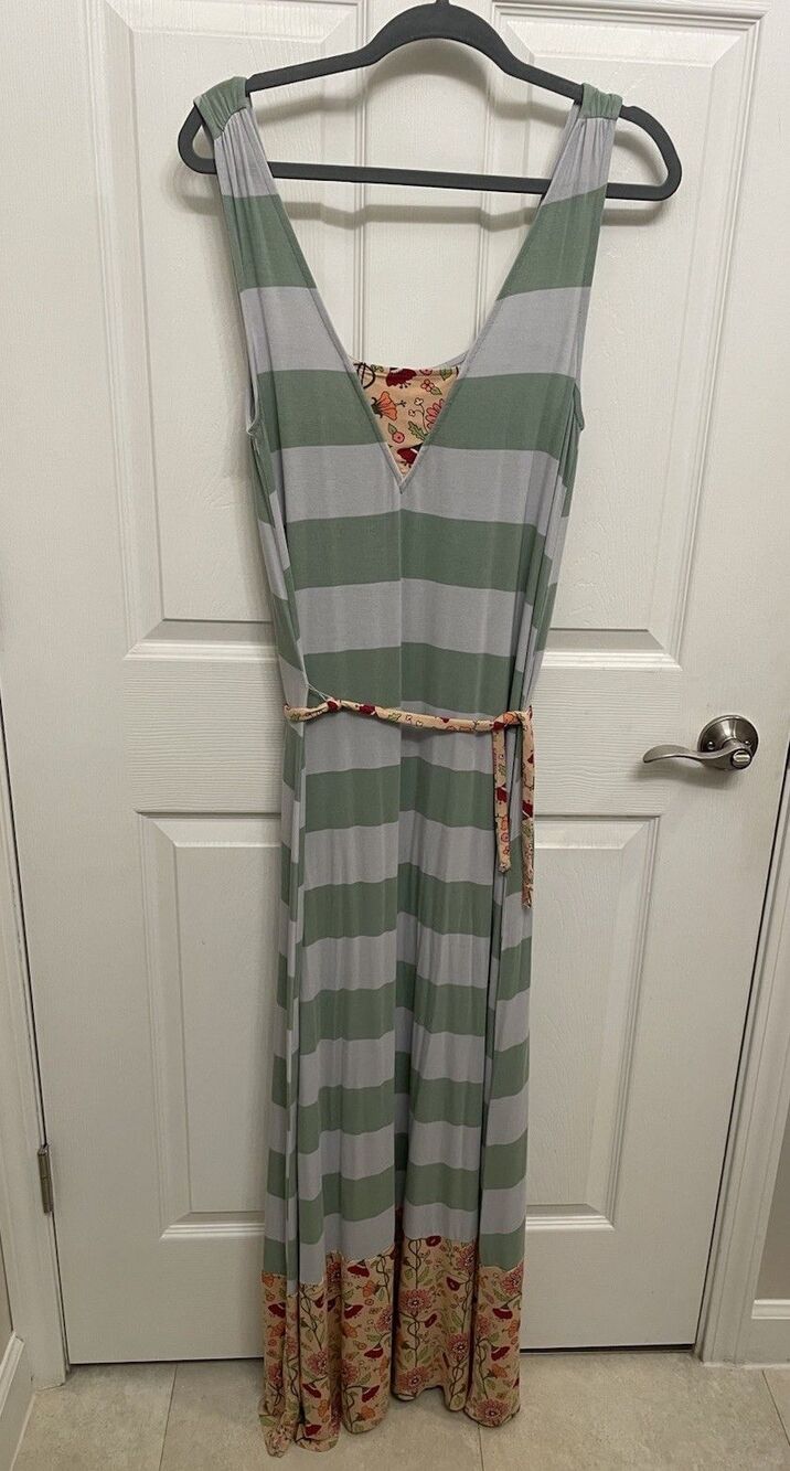 Matilda Jane M Seaside Afternoon Maxi Dress Mint Stripe Floral - Picture 2 of 6